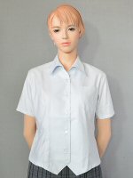 女子半袖オーバーブラウス ライトグレー