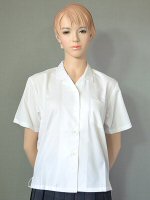 女子半袖オープンシャツ 白