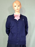 綿混ニットカーディガン 紺