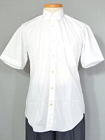 男子半袖ボタンダウンシャツ 白