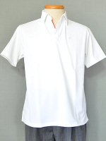 男子スキッパーポロシャツ 白