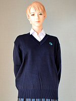 ニットセーター 濃紺 ブルーワンポイント
